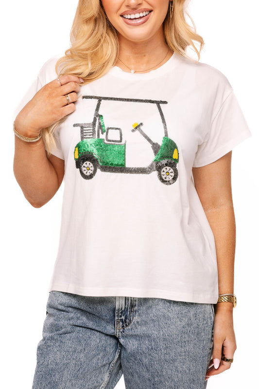 White Golf Cart Tee