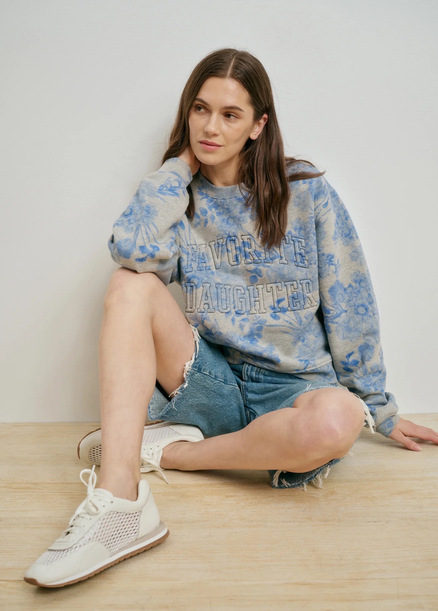The Favorite Classic Embossed Sweatshirt - Distress Floral