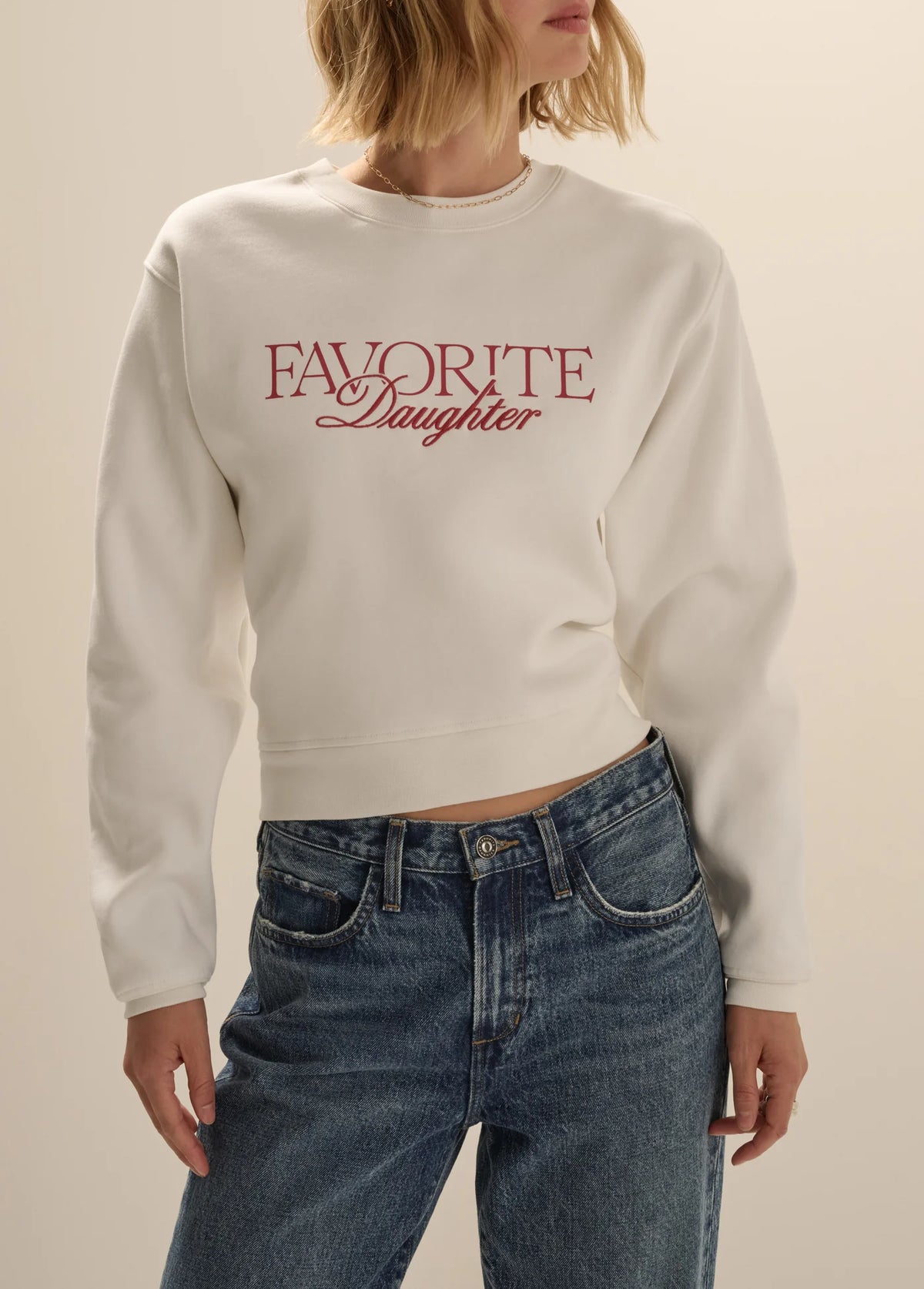 The Embroidery Ritzy Classic Sweatshirt - Sugar/True Red