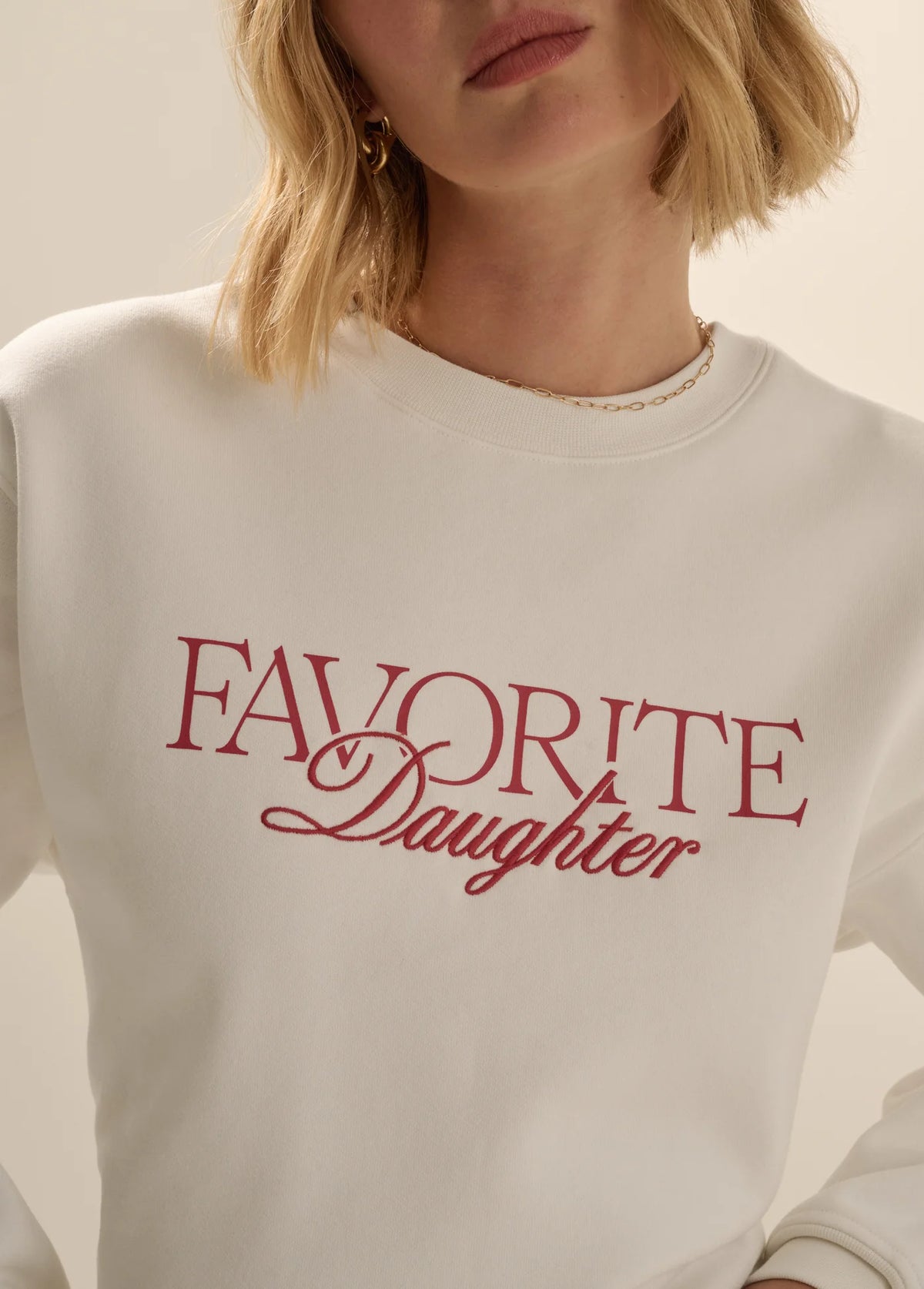 The Embroidery Ritzy Classic Sweatshirt - Sugar/True Red