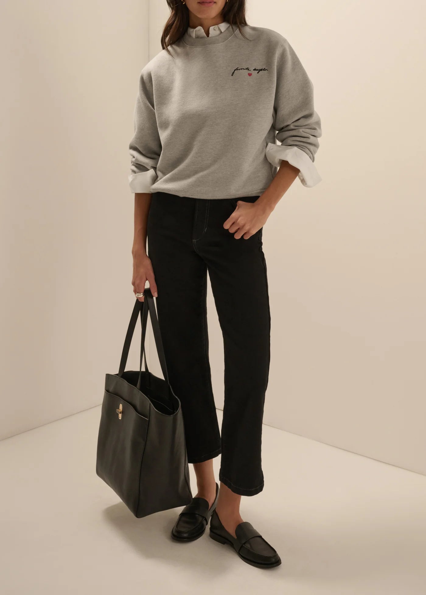 The Cropped Signature Sweatshirt - Heather Grey/True