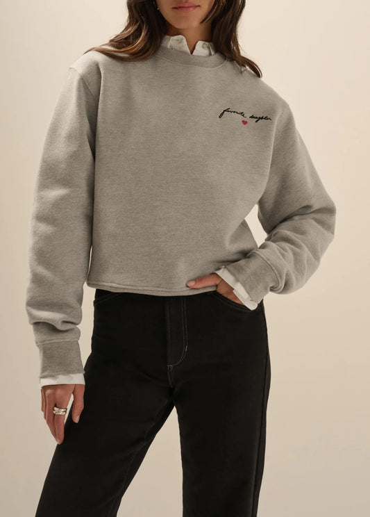 The Cropped Signature Sweatshirt - Heather Grey/True