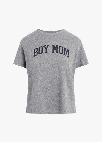 The Boy Mom Tee - Heather Grey Navy