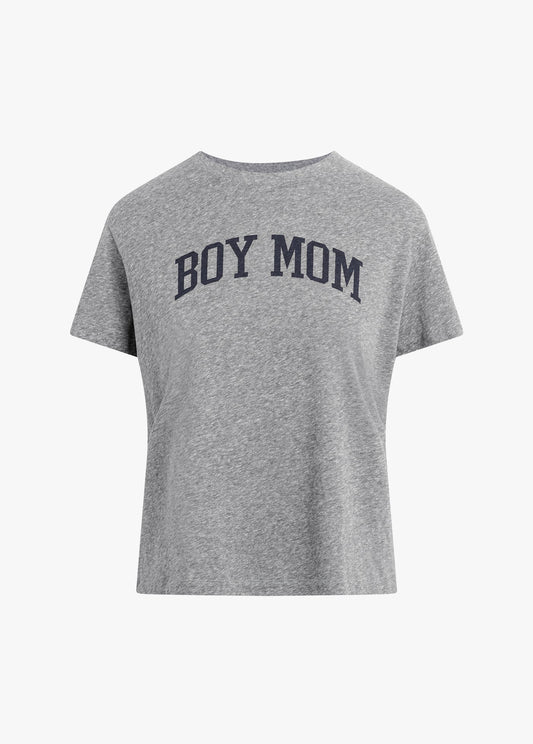The Boy Mom Tee - Heather Grey Navy