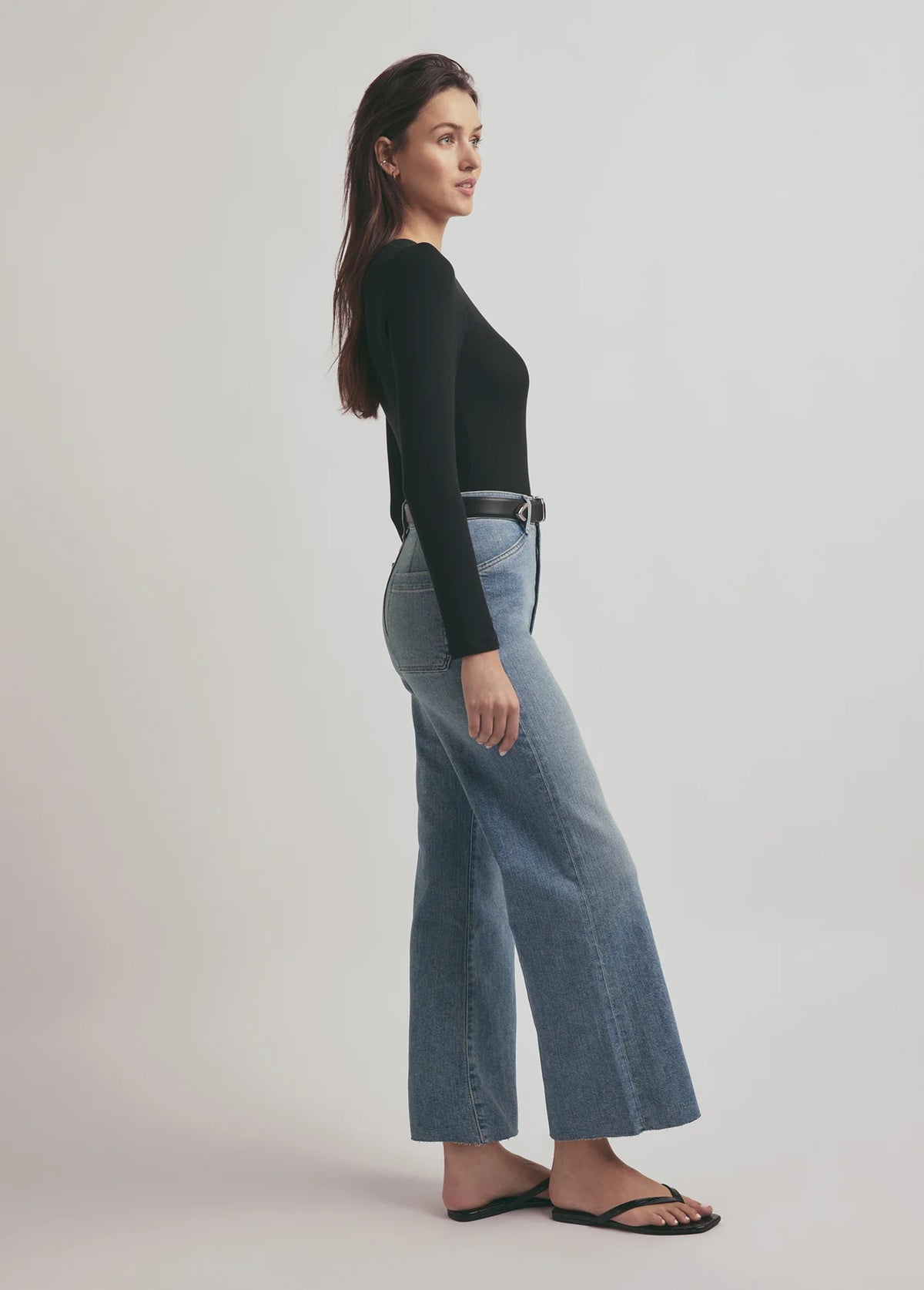 The Ribbed Long Sleeve Top - Black