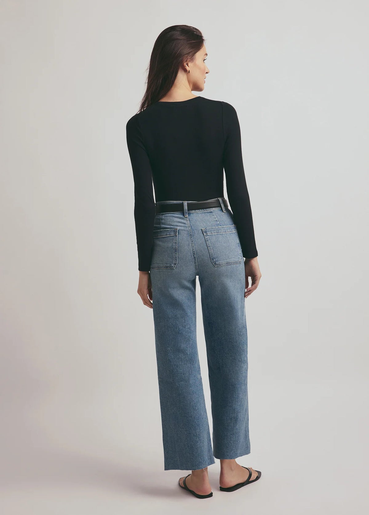 The Ribbed Long Sleeve Top - Black