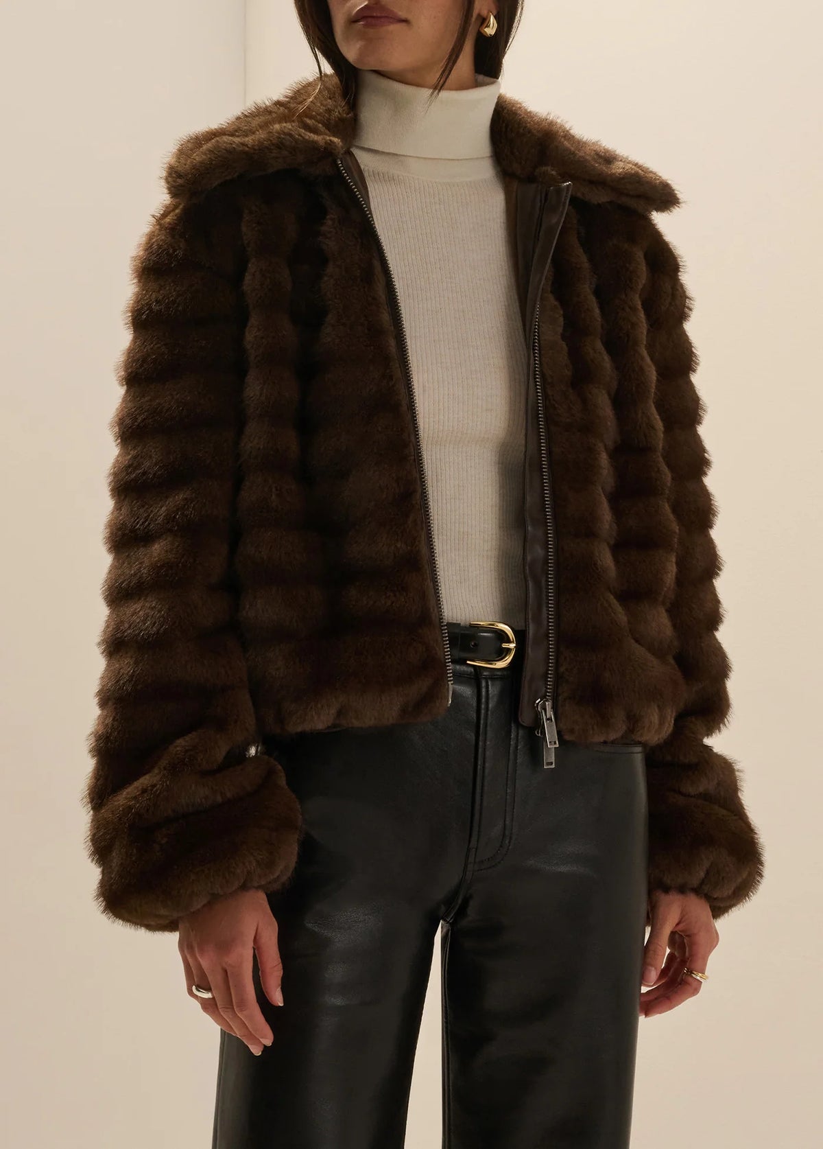 The Faux Fur Lydia Jacket - Ganache