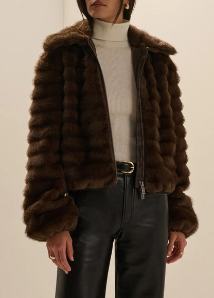 The Faux Fur Lydia Jacket - Ganache