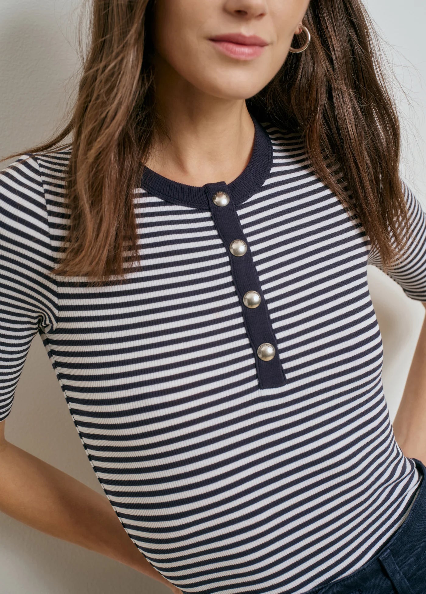The Foundation Henley - Navy/White Stripe