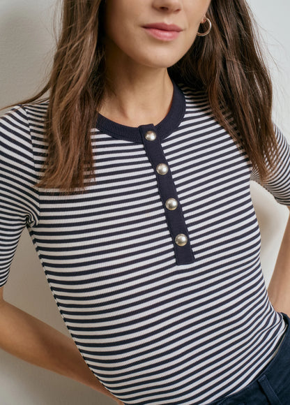 The Foundation Henley - Navy/White Stripe