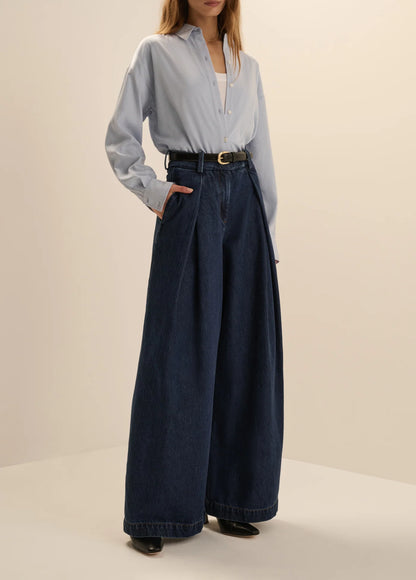 The Petite Denim Pleats For Days Pant - Dark Sea