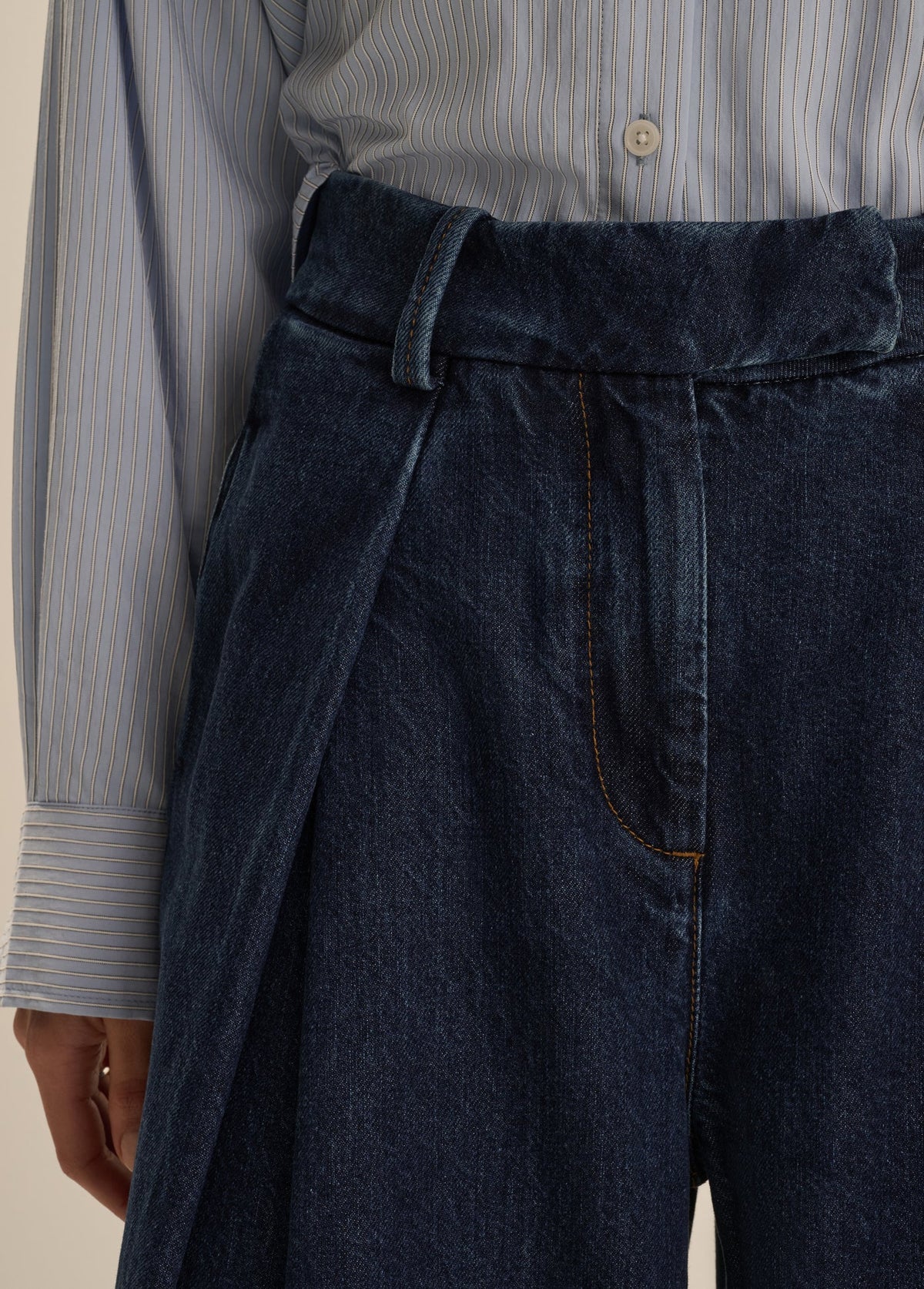 The Petite Denim Pleats For Days Pant - Dark Sea