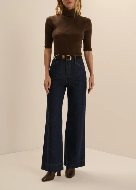 The Shortie Mischa Super High Rise Wide Leg - Pepper