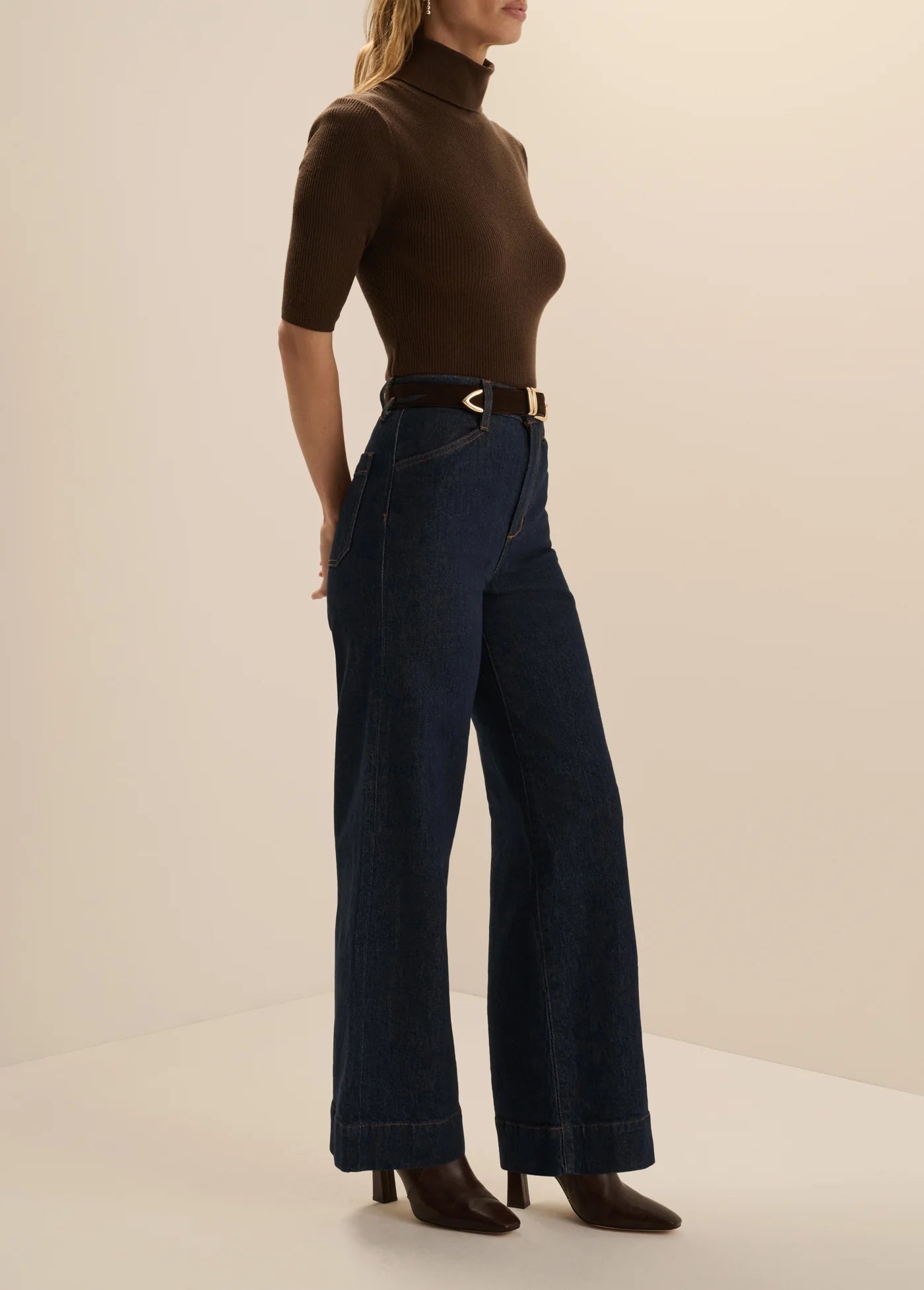 The Shortie Mischa Super High Rise Wide Leg - Pepper
