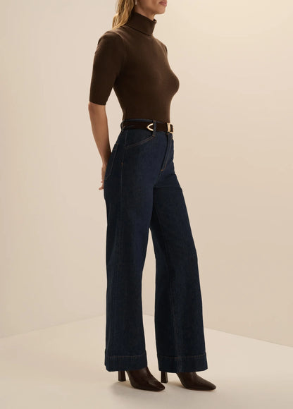 The Shortie Mischa Super High Rise Wide Leg - Pepper