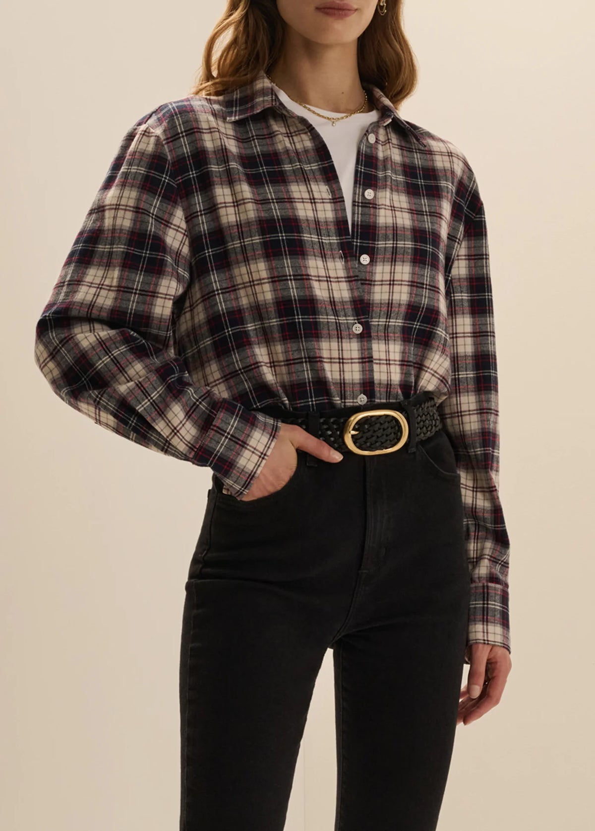 The Boyfriend Shirt - Midnight Cream Plaid