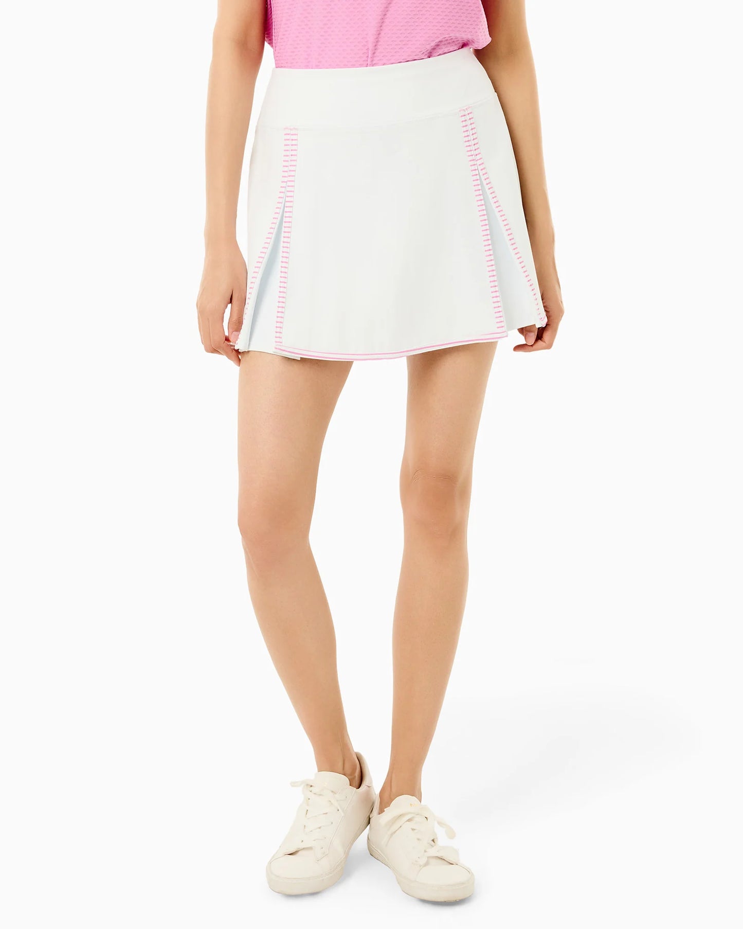 Smooth Sport 15in Gardenia Skort - Super White/Orchid Stripe