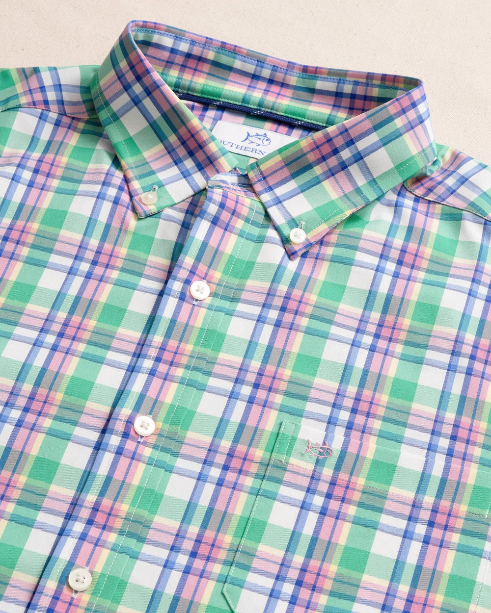 Gaspee Plaid Intercoastal Long Sleeve Sport Shirt - Simply Green