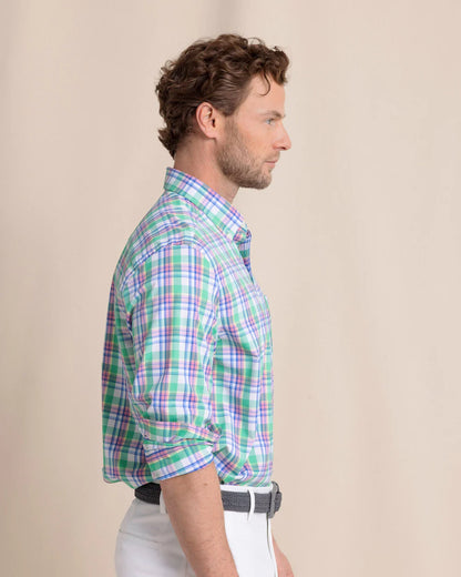 Gaspee Plaid Intercoastal Long Sleeve Sport Shirt - Simply Green