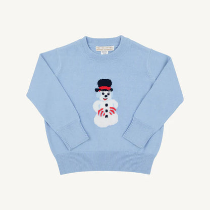 Isaac's Intarsia Sweater - Beale Street Blue with Snowman Intarsia