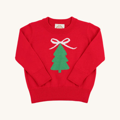 Isabelle's Intarsia Sweater - Richmond Red with Christmas Tree Intarsia