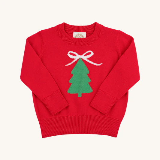 Isabelle's Intarsia Sweater - Richmond Red with Christmas Tree Intarsia