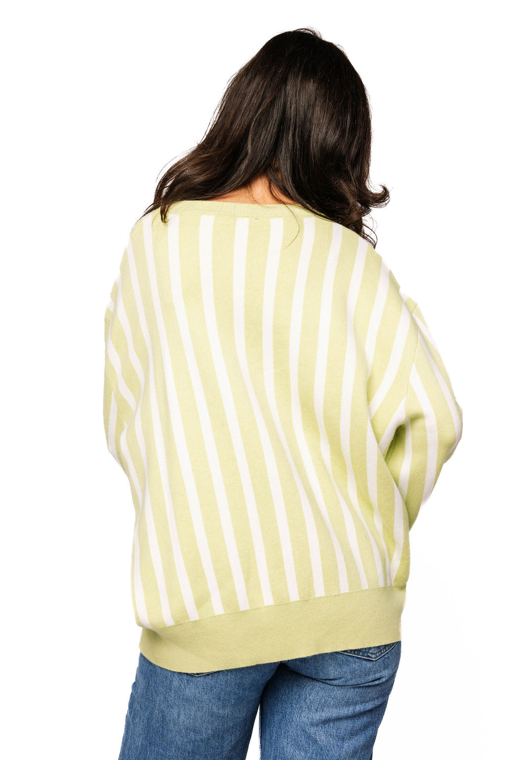 Olive Green & White Stripe Martini Sweater