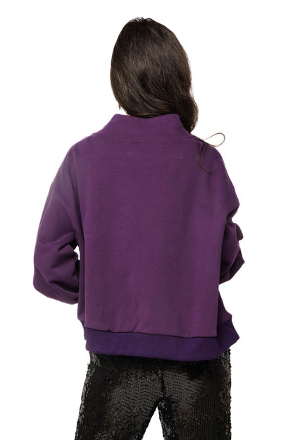 Dark Purple Gingham Witch Hat Mockneck Sweatshirt