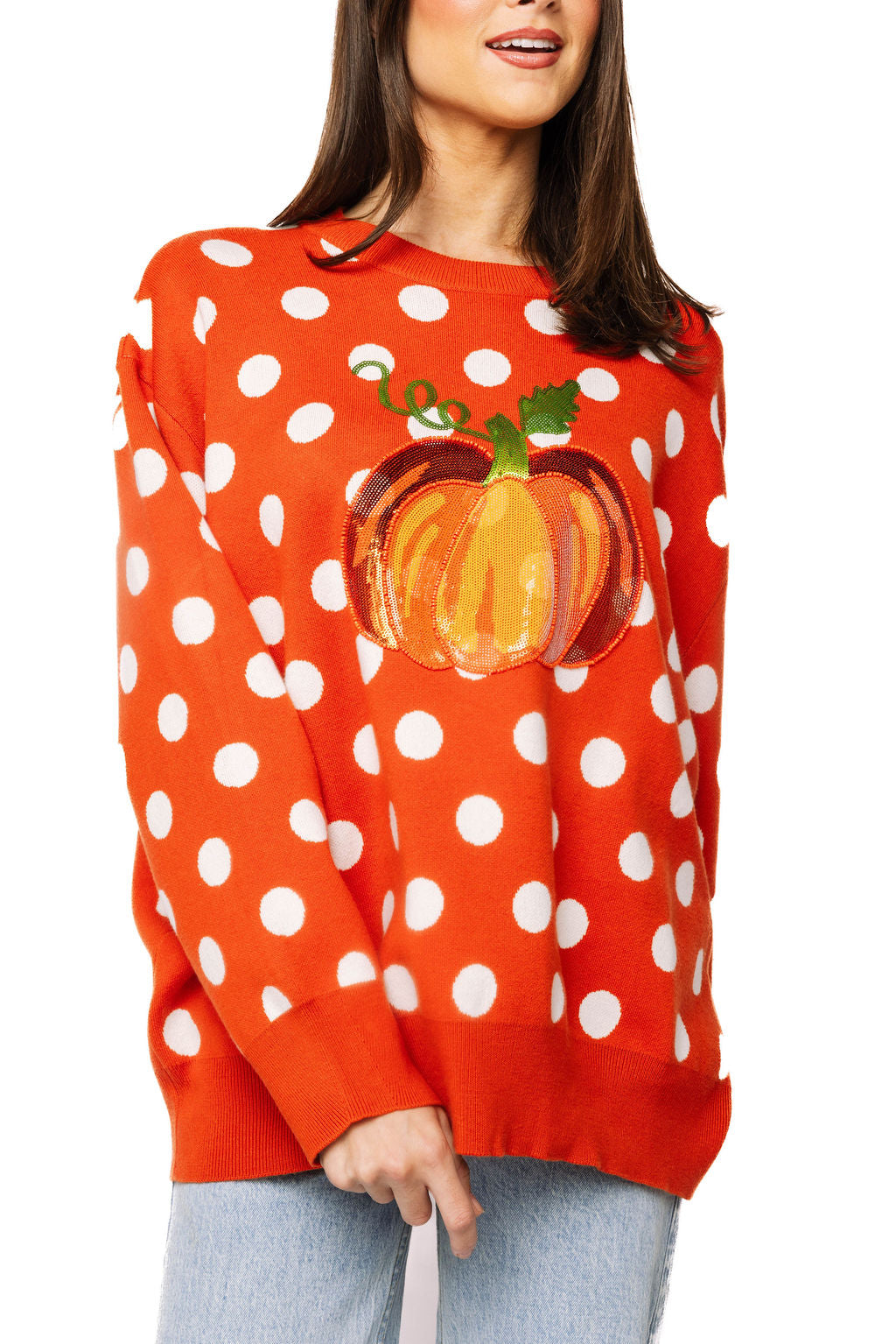 Orange Polkadot Pumpkin Sweater
