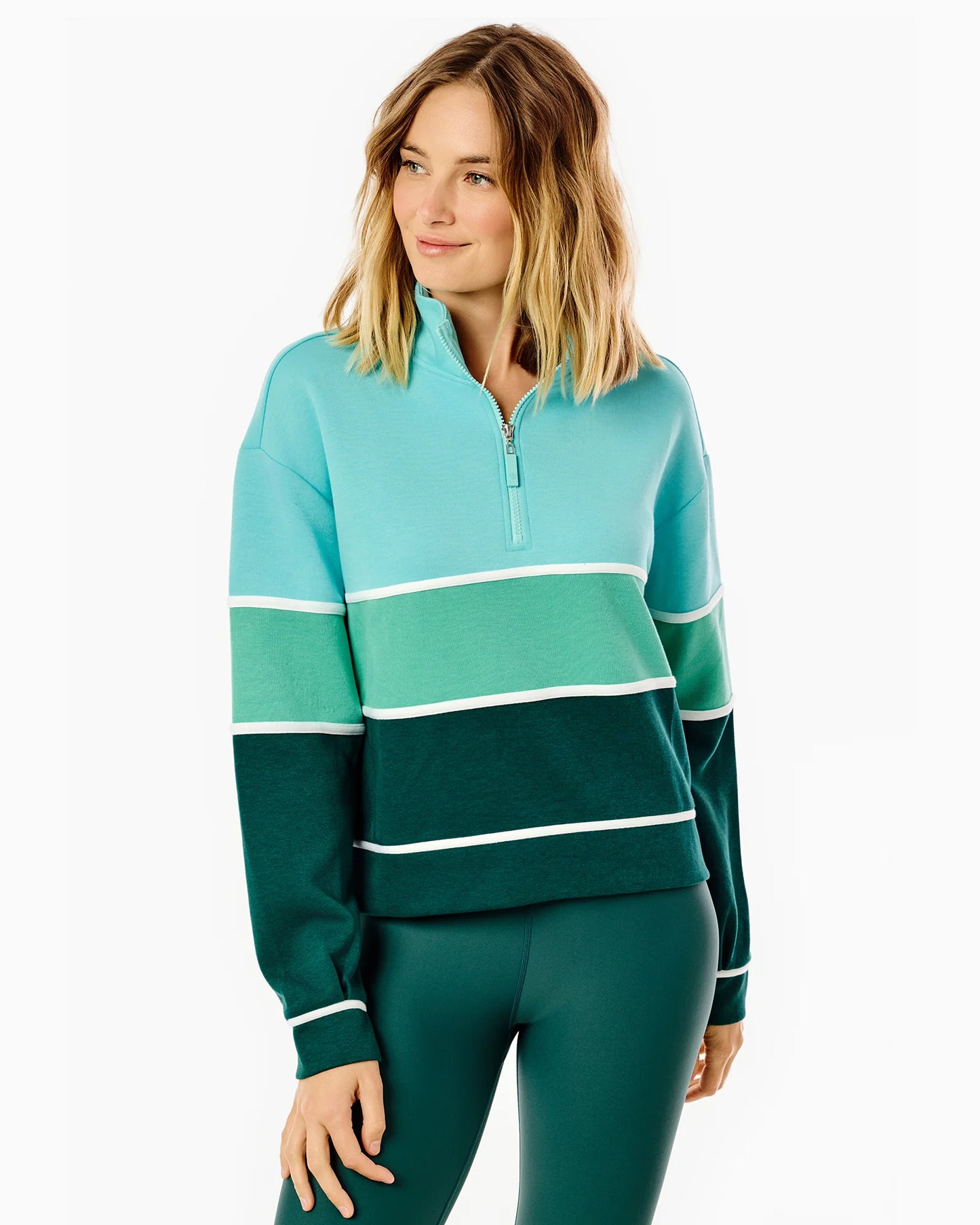 JV Quarter Zip Sweatshirt - Mint/Sage/Ivy