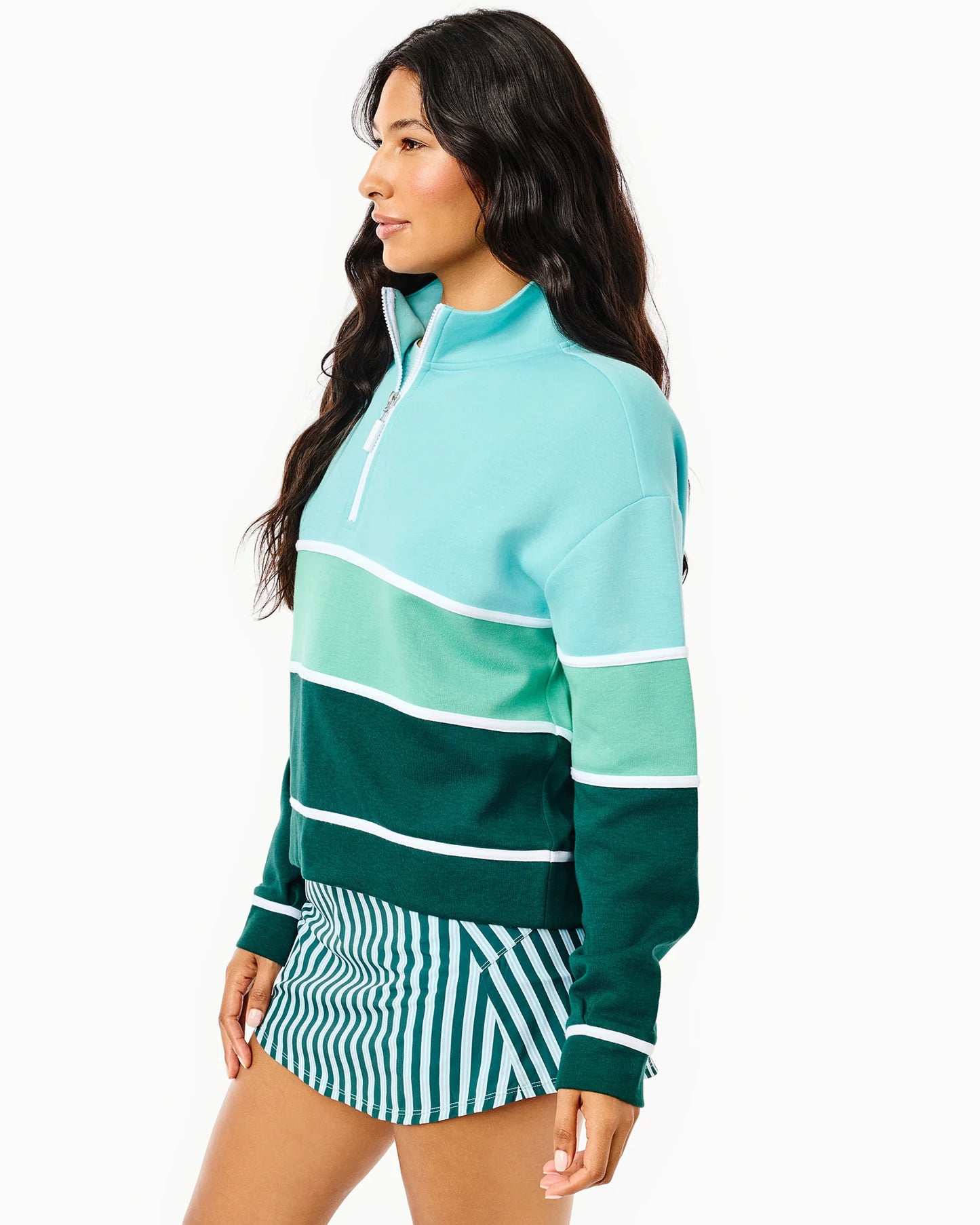 JV Quarter Zip Sweatshirt - Mint/Sage/Ivy