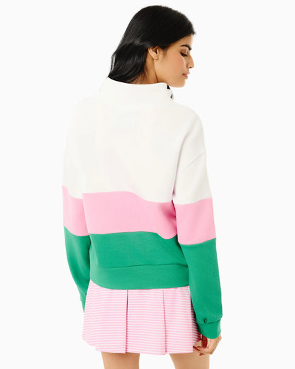 JV Quarter Zip Sweatshirt -  Super White/Bubblegum/Palm