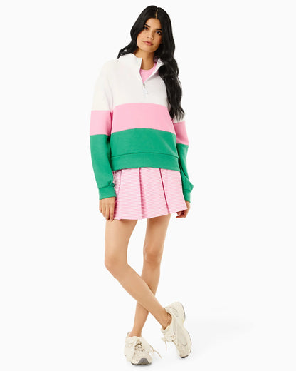 JV Quarter Zip Sweatshirt -  Super White/Bubblegum/Palm