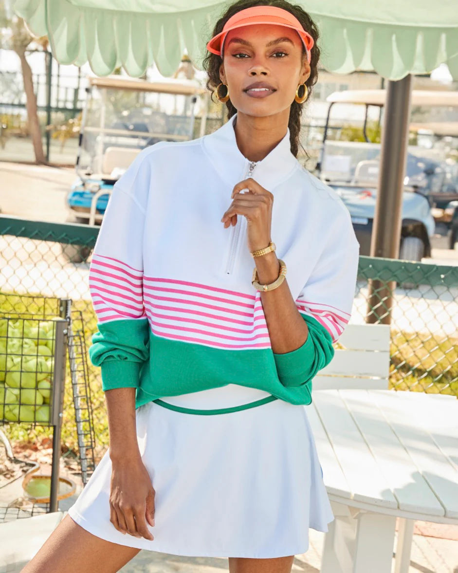 JV Quarter Zip Sweatshirt - Super White/Guava Greenbrier