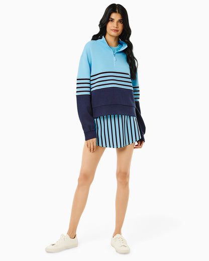 JV Quarter Zip Sweatshirt - Vintage Blue/Navy Cabana Stripe