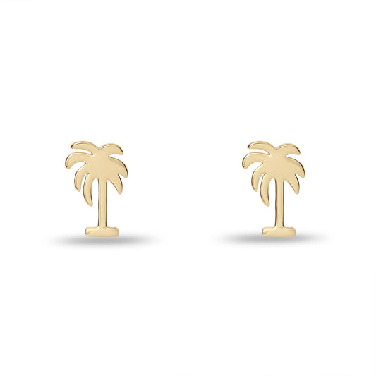 Gold Palm Tree Stud Earrings