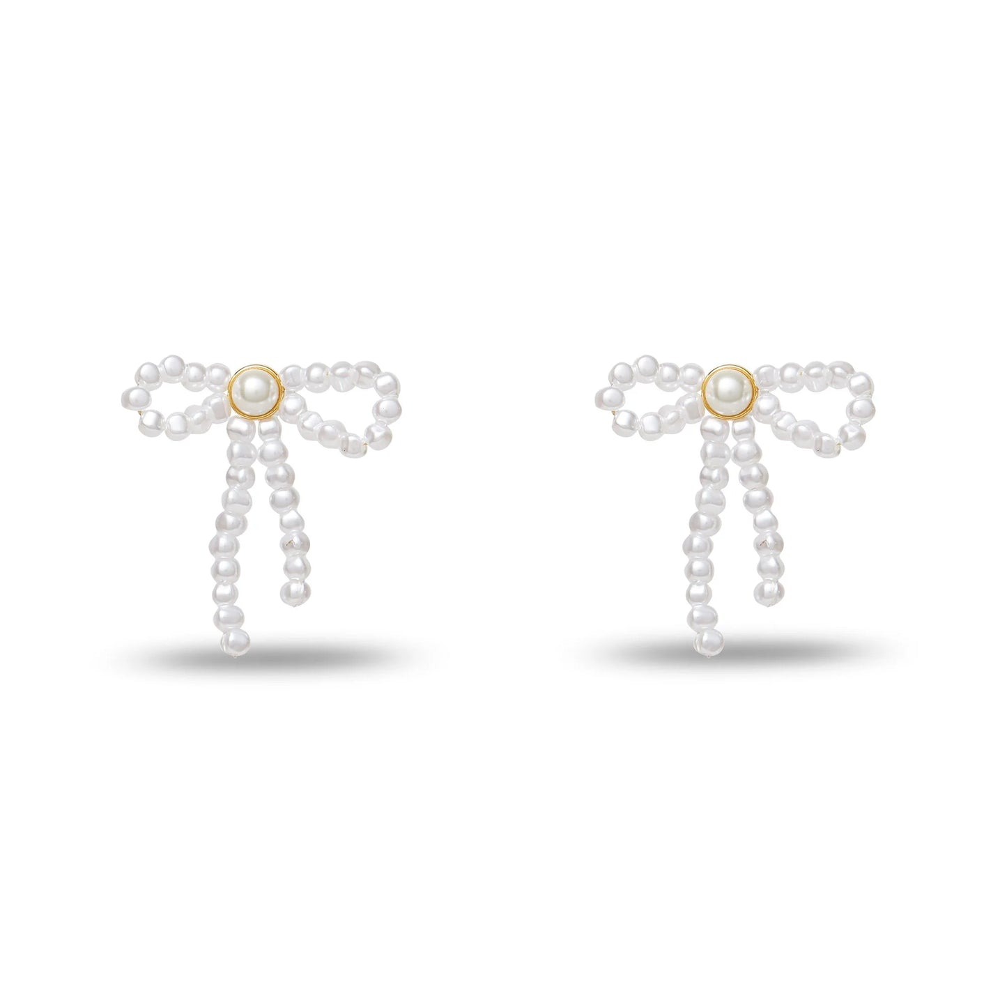 Pearl Bow Stud Earrings