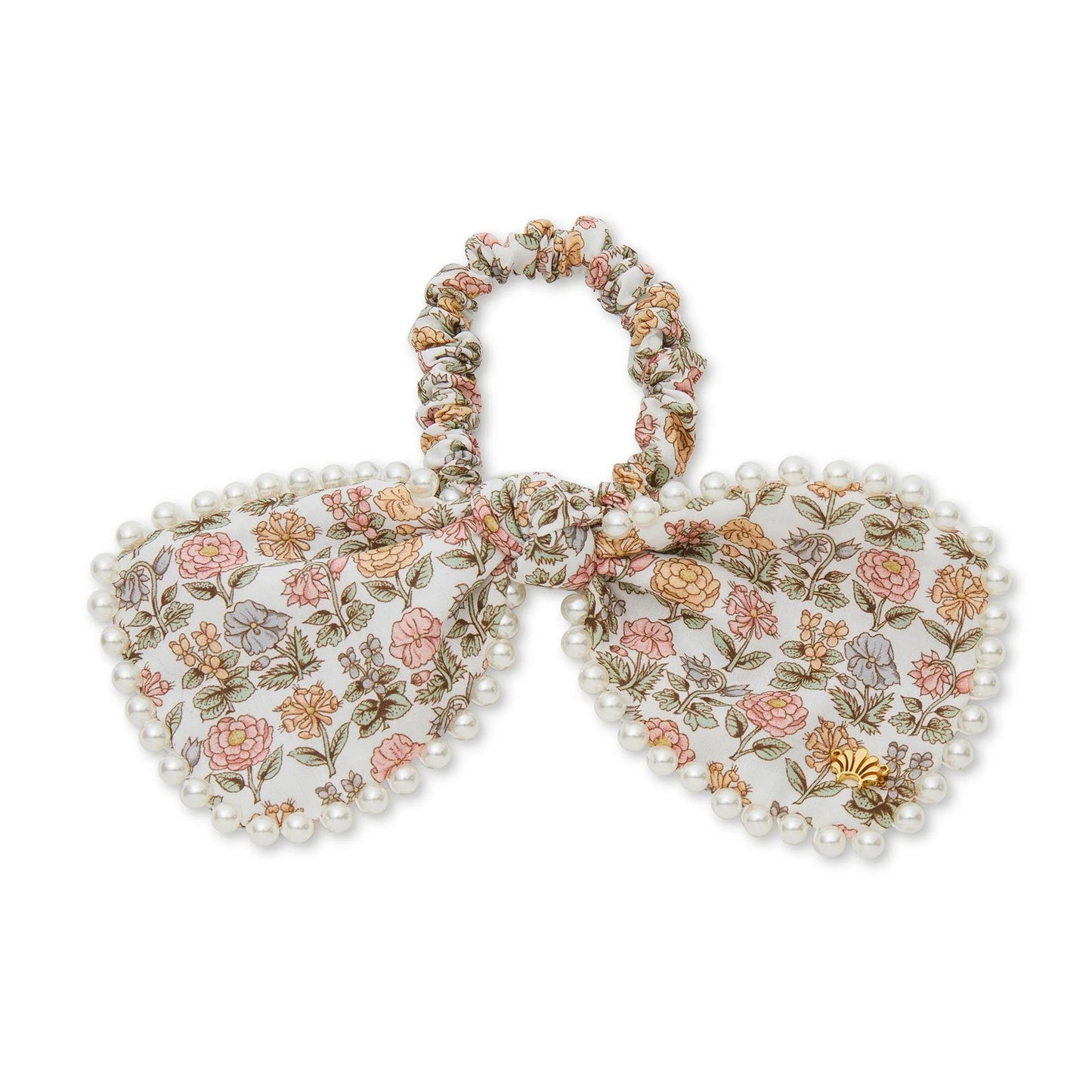 Davalia Flowers Penny Liberty Pearl Trim Bow Scrunchie