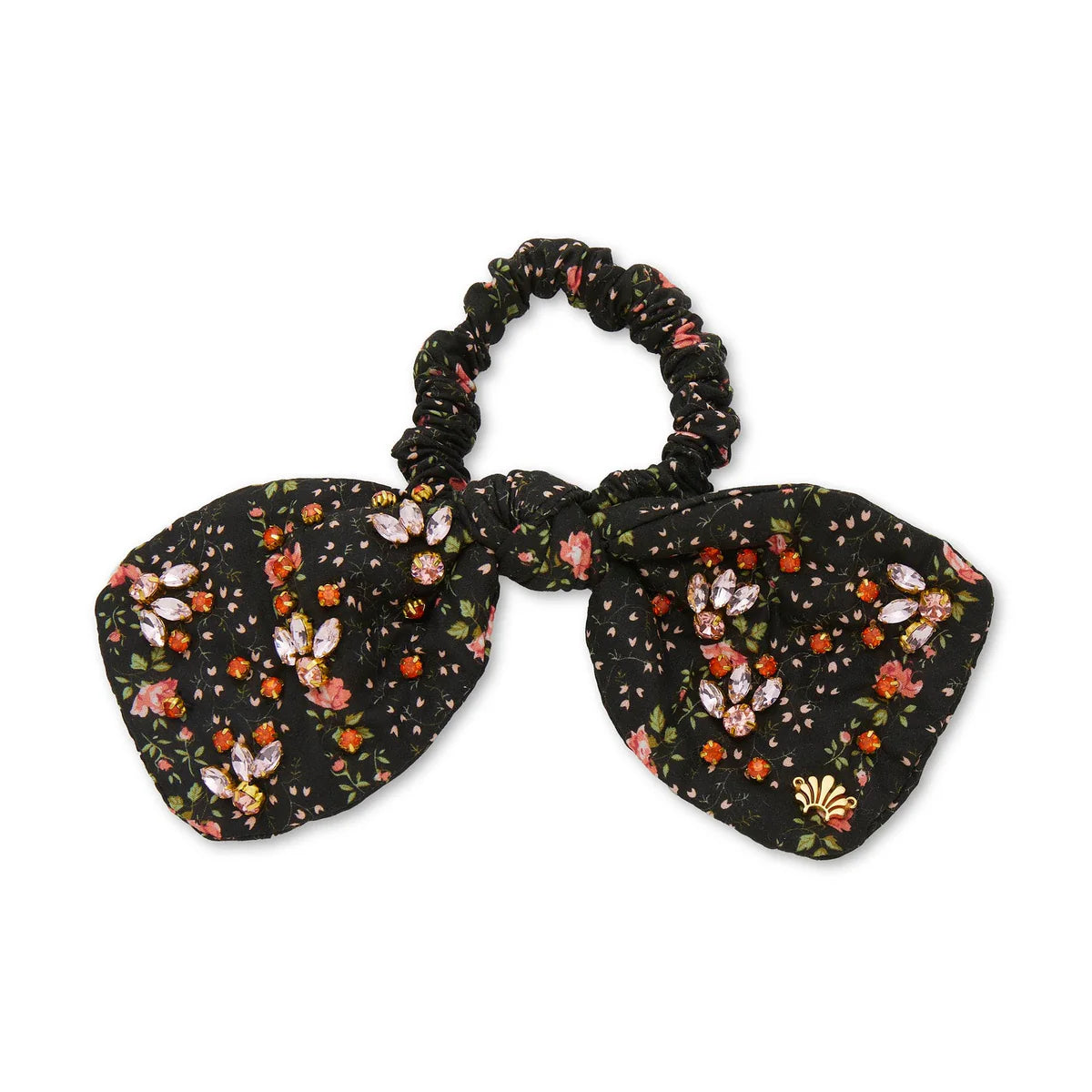 Evie Stripe Penny Liberty Floral Embellished Bow Scrunchie