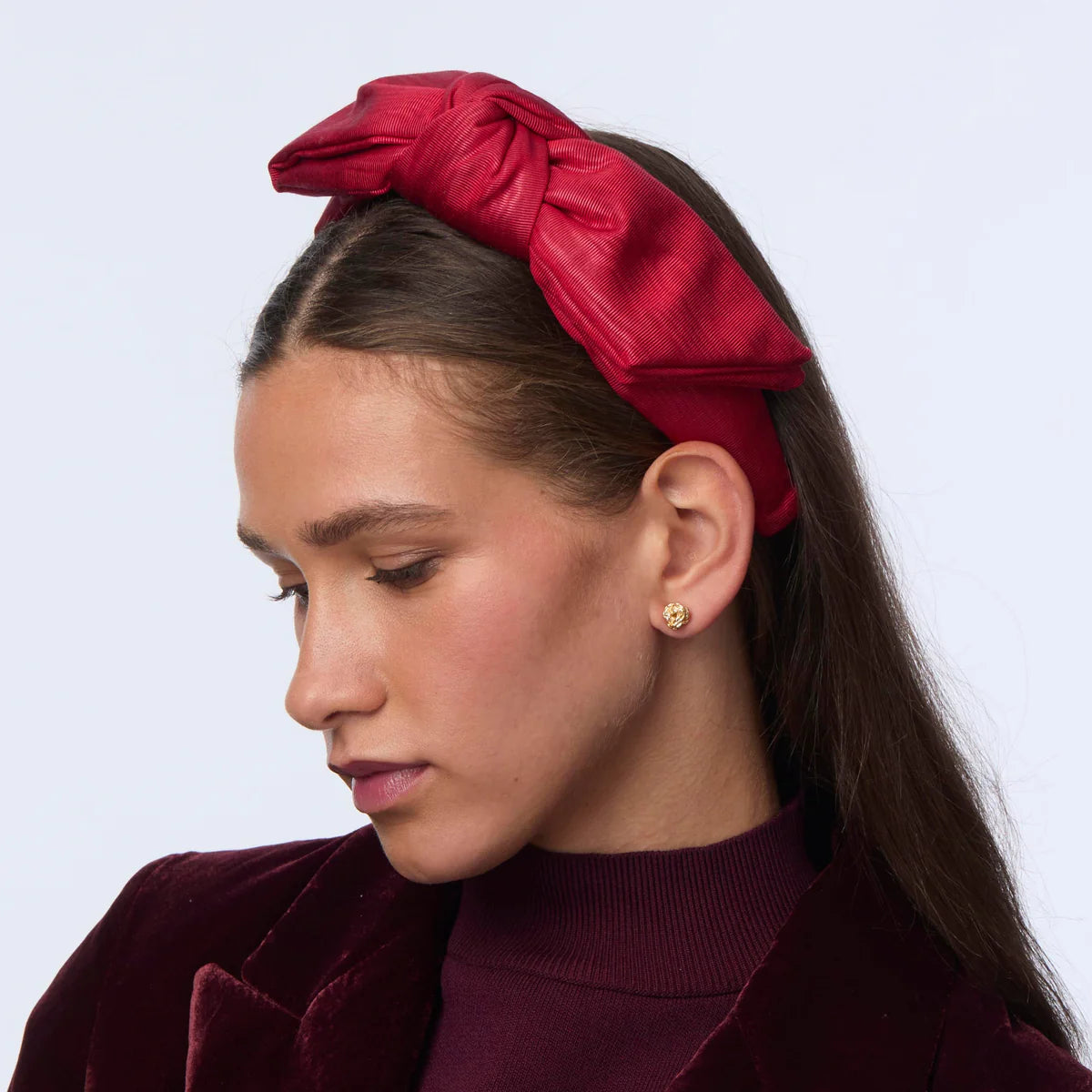 Crimson Red Holly Moire Headband