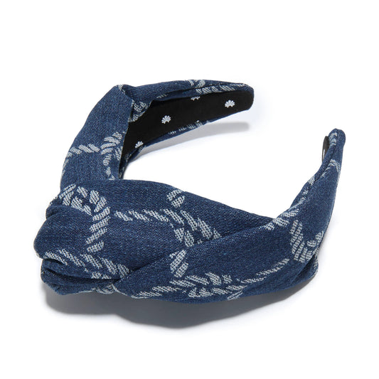 Dark Wash Greta Nautical Rope Denim Headband