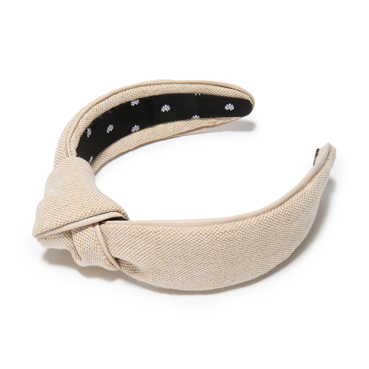 Khaki Knotted Faux Leather Trim Headband