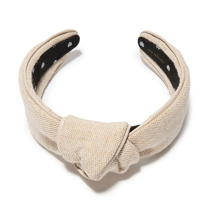Khaki Knotted Faux Leather Trim Headband