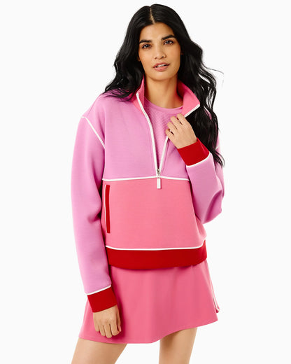 Active Pique Breakpoint Quarter Zip Sweatshirt -  Orchid/Rose/Cherry