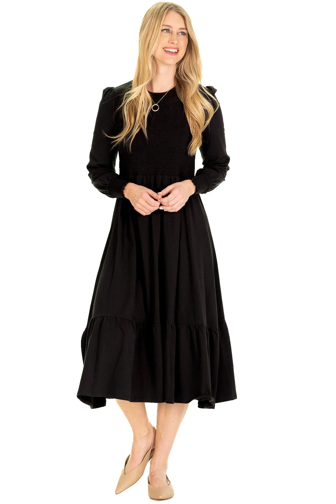 The Long Sleeve Jane Dress in Black - size XS