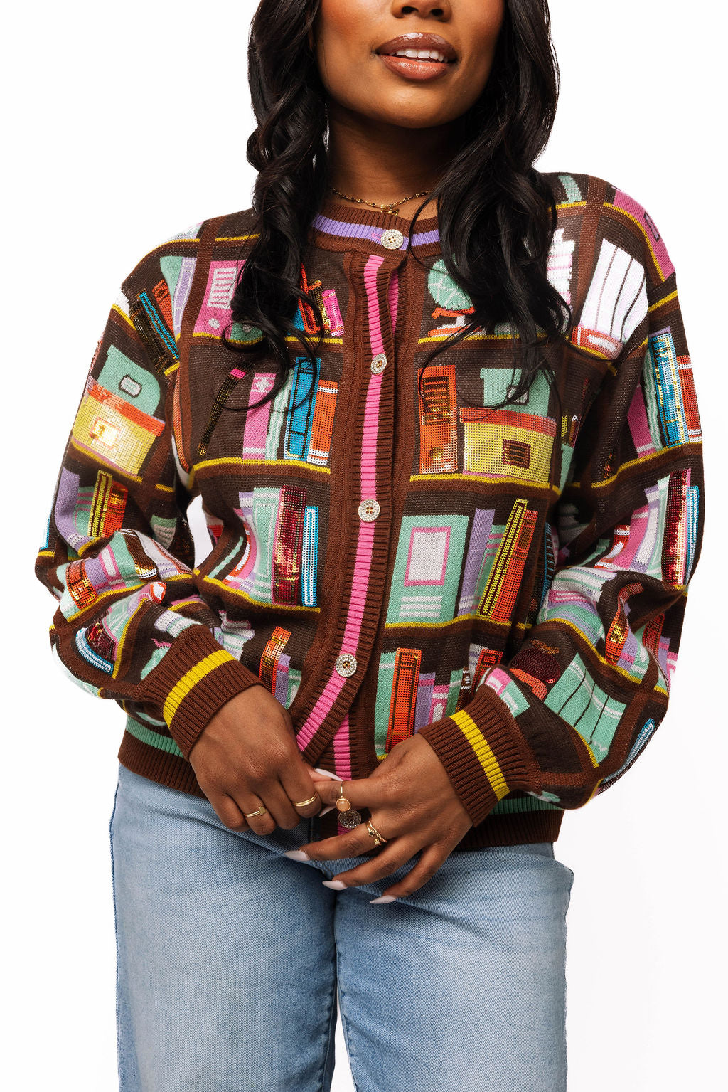 Brown Multi Library Brooks Cardigan