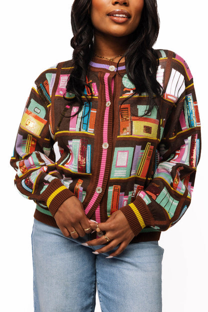 Brown Multi Library Brooks Cardigan