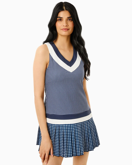 Mixed Sport Light Match Active Dress - Navy Gingham