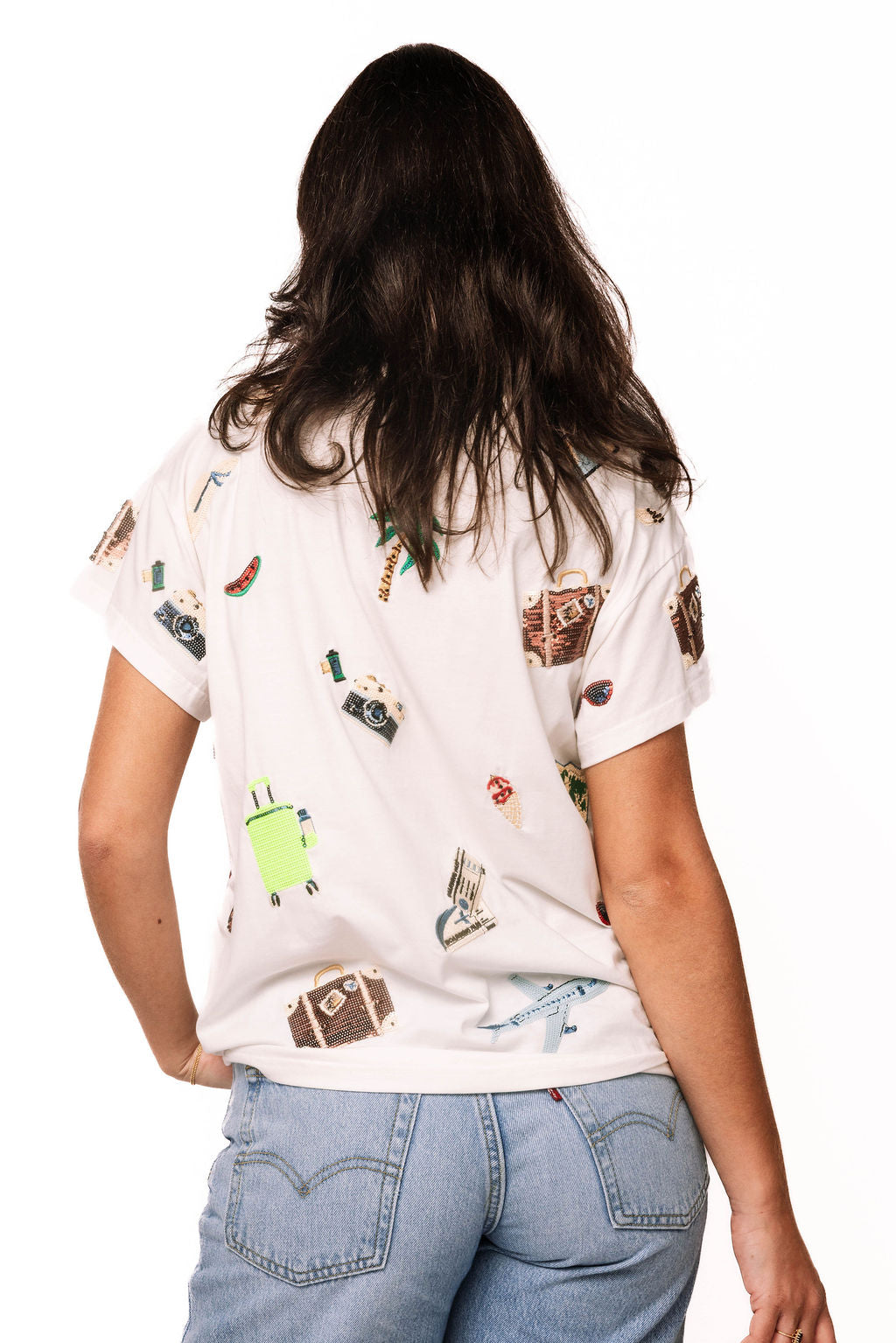 White Travel Icon Tee