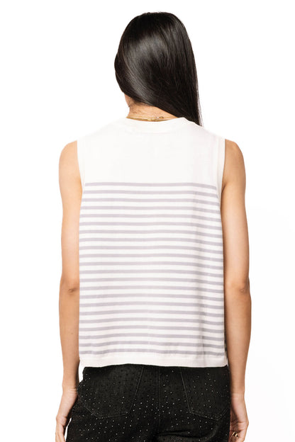 Licensed White & Grey Striped Diet Coke Can Knit Tank